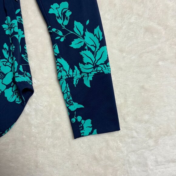 Title Nine Womens Quarter Zip Rash Guard Size Small Blue Floral Long Sleeve - Picture 4 of 7